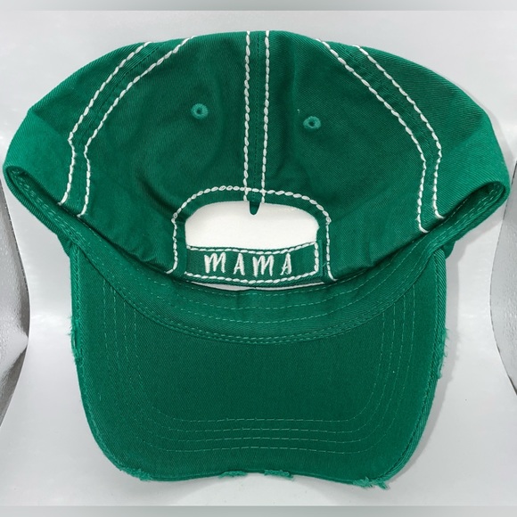 Women’s Green & Buffalo Plaid “Mama” Santa Bear Baseball Cap - Picture 2 of 3